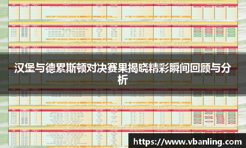 汉堡与德累斯顿对决赛果揭晓精彩瞬间回顾与分析